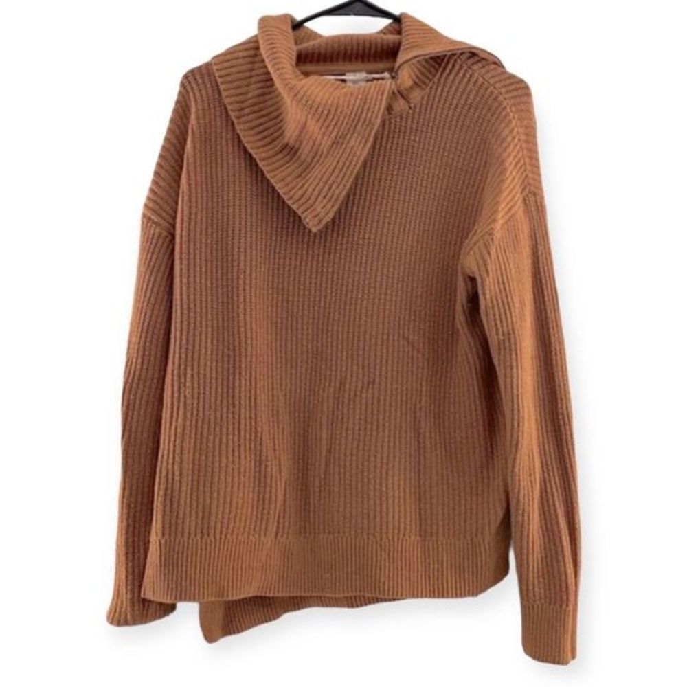 Max Studio Women’s Woven Sweater with Zip Neck Size M